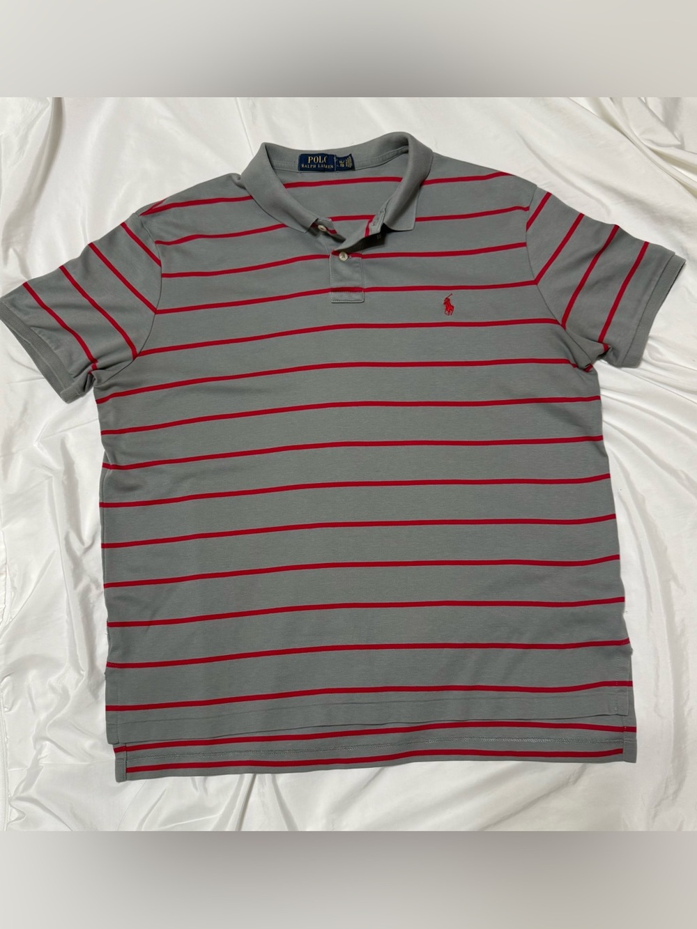 Polo Ralph Lauren gray with red stripes short sleeve polo shirt